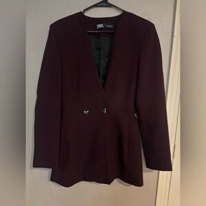 Zara Women's Deep Burgundy Suit Jacket